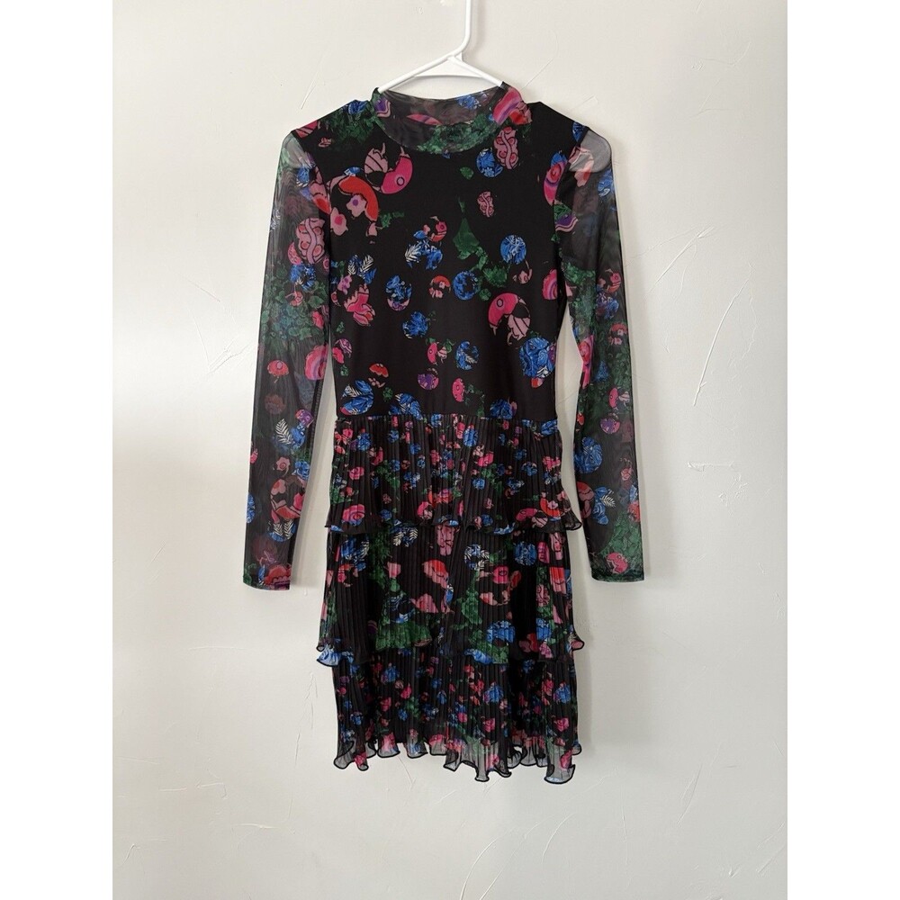 Desigual x Christian Lacroix Short Floral Dress With Layered Pleated Skirt Sz S